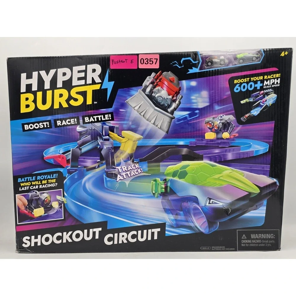 Hyper Burst Shockout Circuit Playset Race and Battle! Over 600+ MPH Scale Speed!